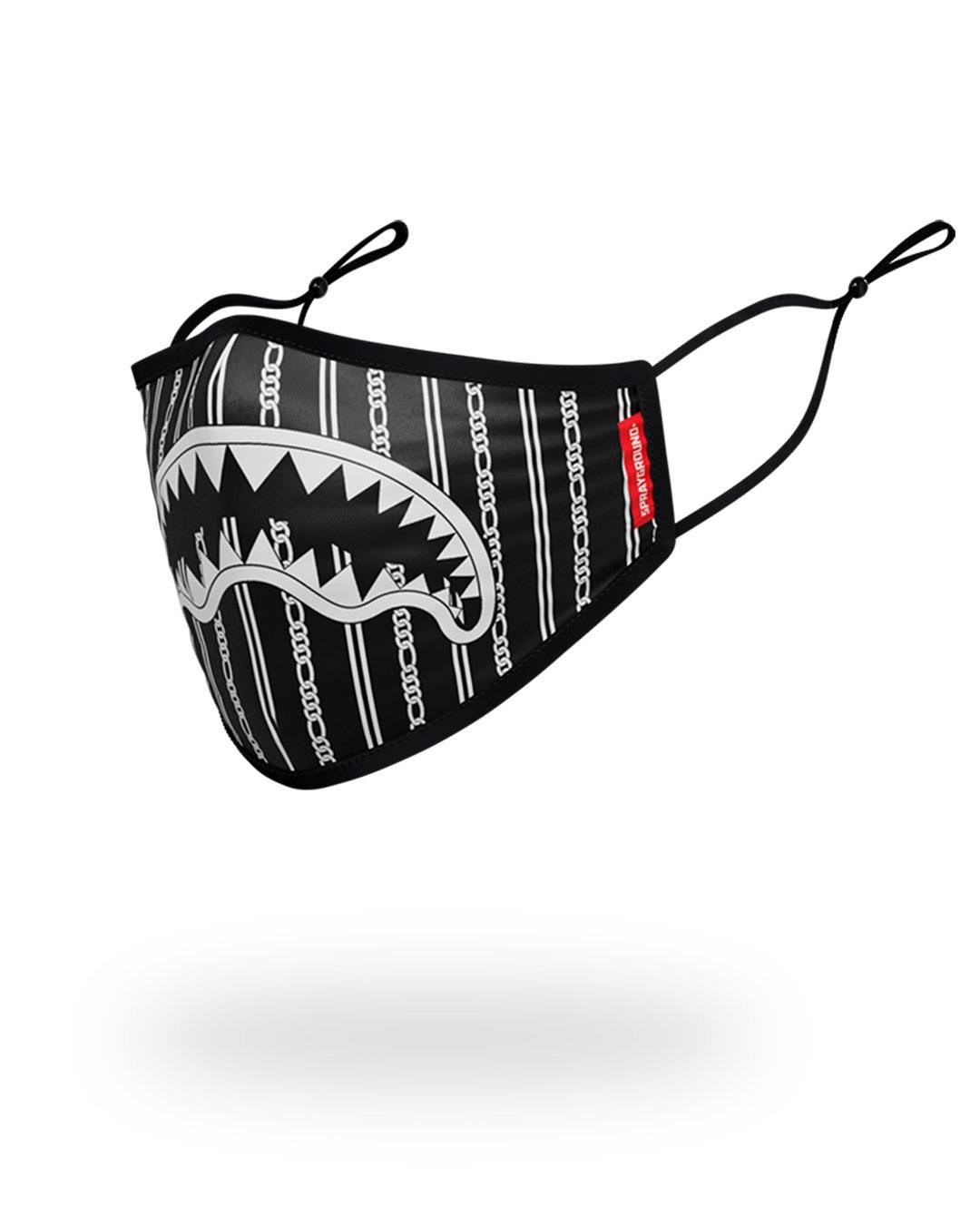 SPRAYGROUND® FASHION MASK ADULT REVERSE SHARKS IN PARIS (BLACK) FORM FITTING FACE MASK