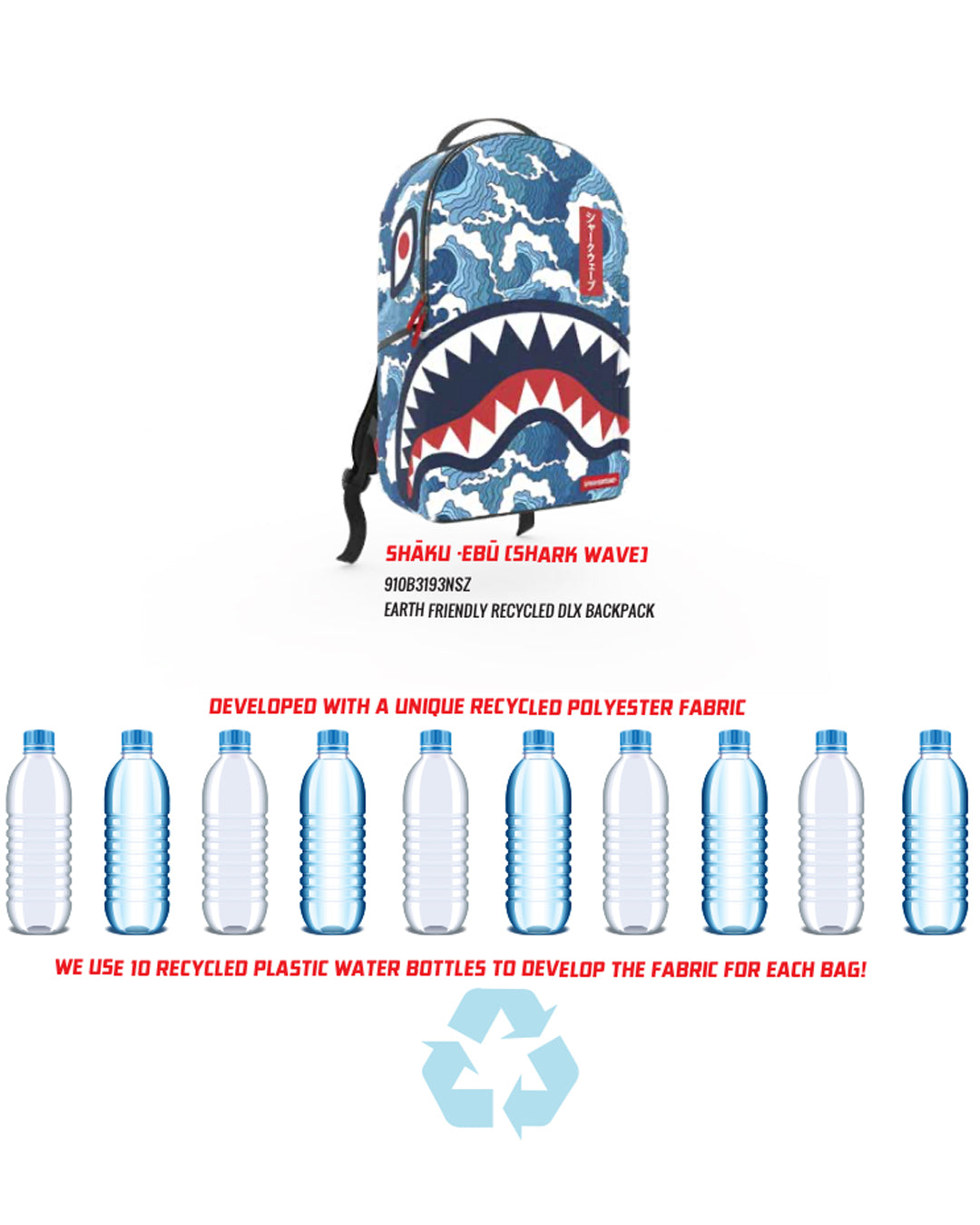 SPRAYGROUND® BACKPACK THE SHARK WAVE (made from 100% recycled plastic bottles from the ocean)