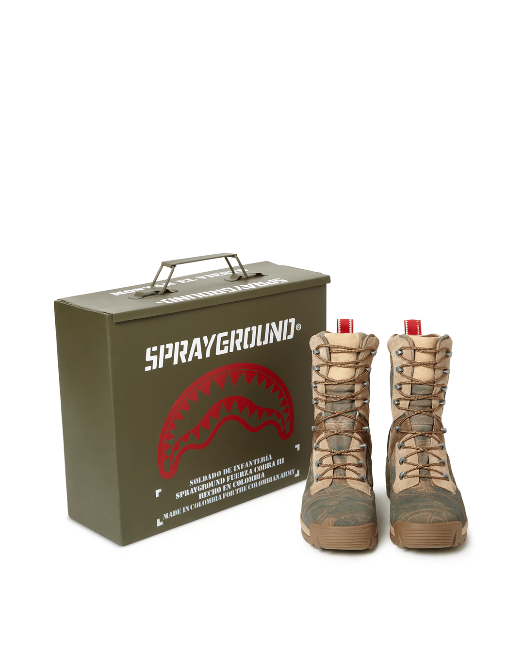 SPRAYGROUND® FOOTWEAR CAMO TERRAIN FUERZA COBRA PARATROOPER BOOTS - MADE IN COLOMBIA NUMBERED 1/280 PAIRS