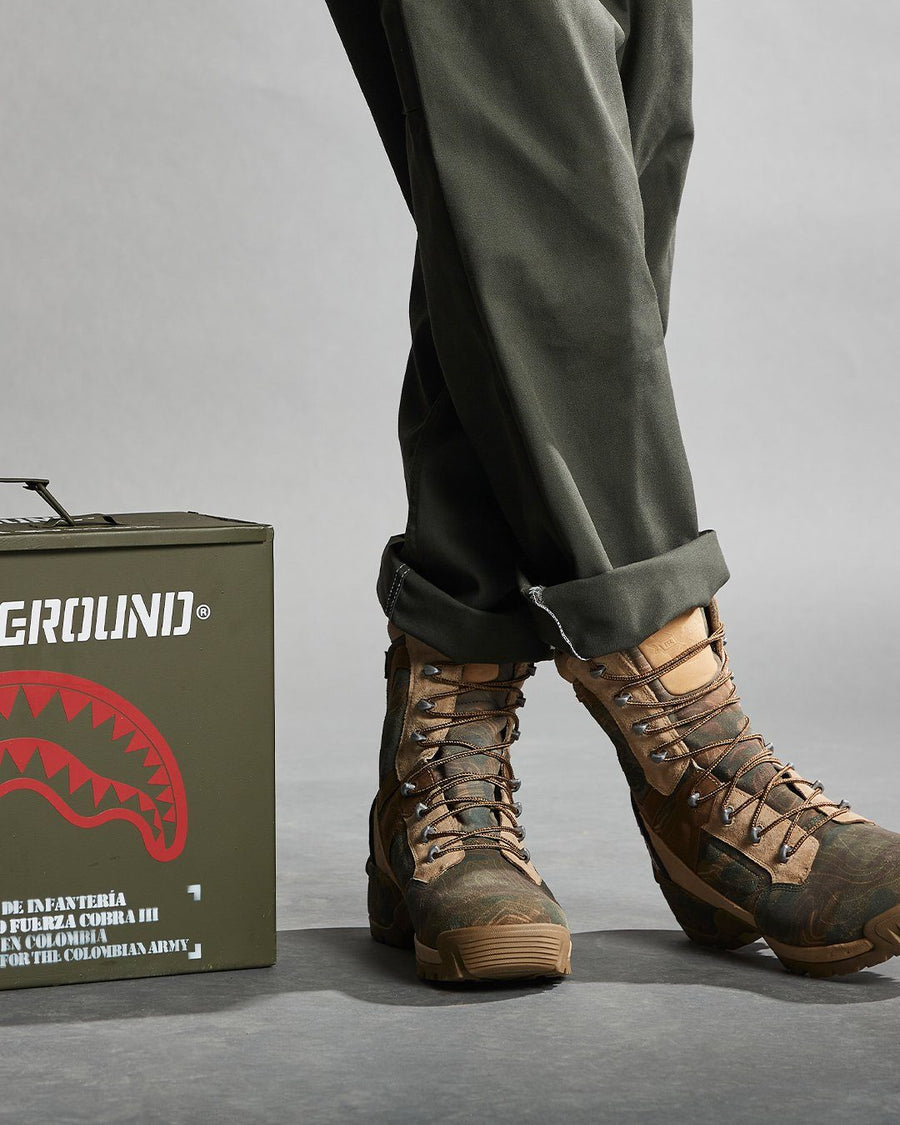 SPRAYGROUND® FOOTWEAR CAMO TERRAIN FUERZA COBRA PARATROOPER BOOTS - MADE IN COLOMBIA NUMBERED 1/280 PAIRS
