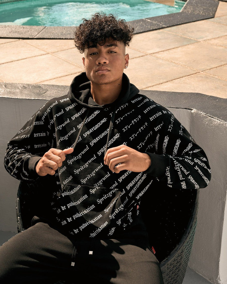 SPRAYGROUND® APPAREL SG LOGO REPEAT HOODIE PULLOVER BLACK
