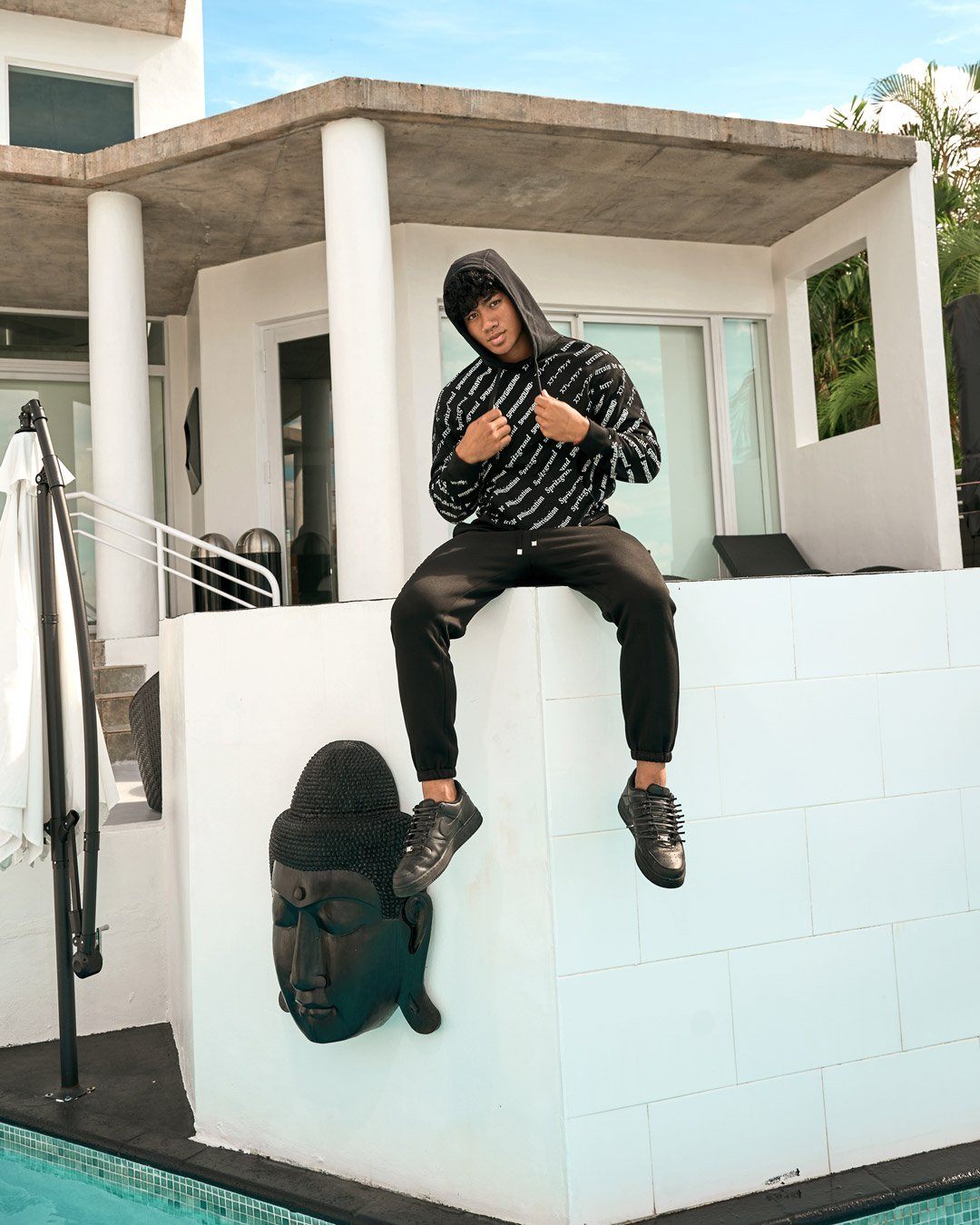 SPRAYGROUND® APPAREL SG LOGO REPEAT HOODIE PULLOVER BLACK