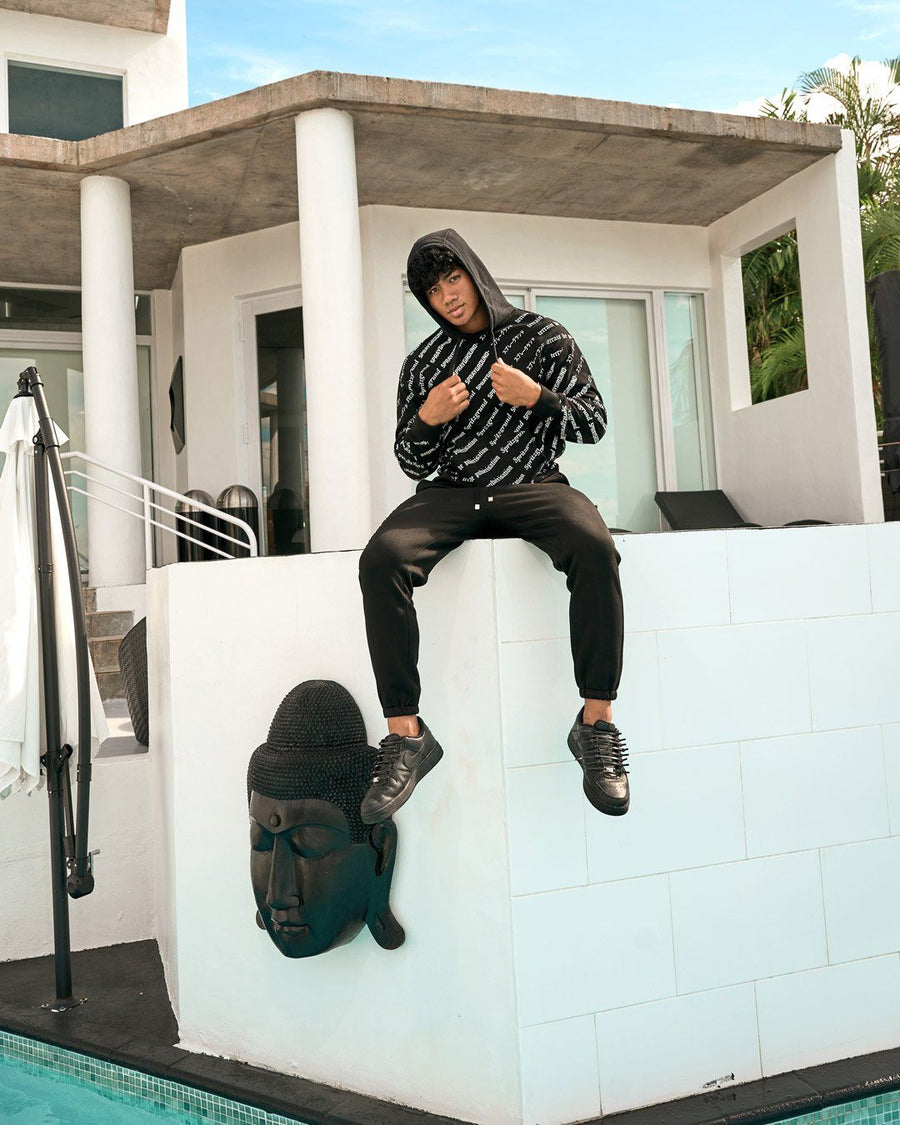 SPRAYGROUND® APPAREL SG LOGO REPEAT HOODIE PULLOVER BLACK