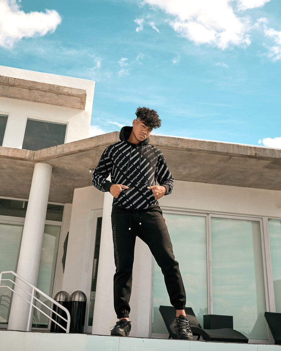 SPRAYGROUND® APPAREL SG LOGO REPEAT HOODIE PULLOVER BLACK