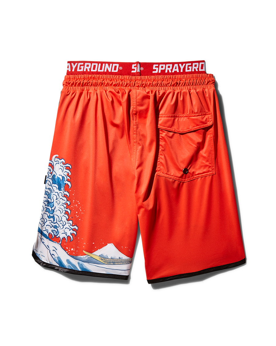 SPRAYGROUND® SWIM JAPAN WAVE CORTO SWIM TRUNKS (RED)