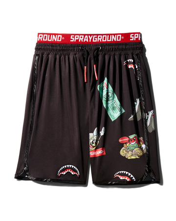 SPRAYGROUND® SWIM PATCH ALL-IN CORTO SWIM TRUNKS (BLACK)