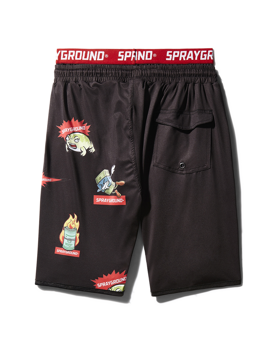 SPRAYGROUND® SWIM PATCH ALL-IN CORTO SWIM TRUNKS (BLACK)