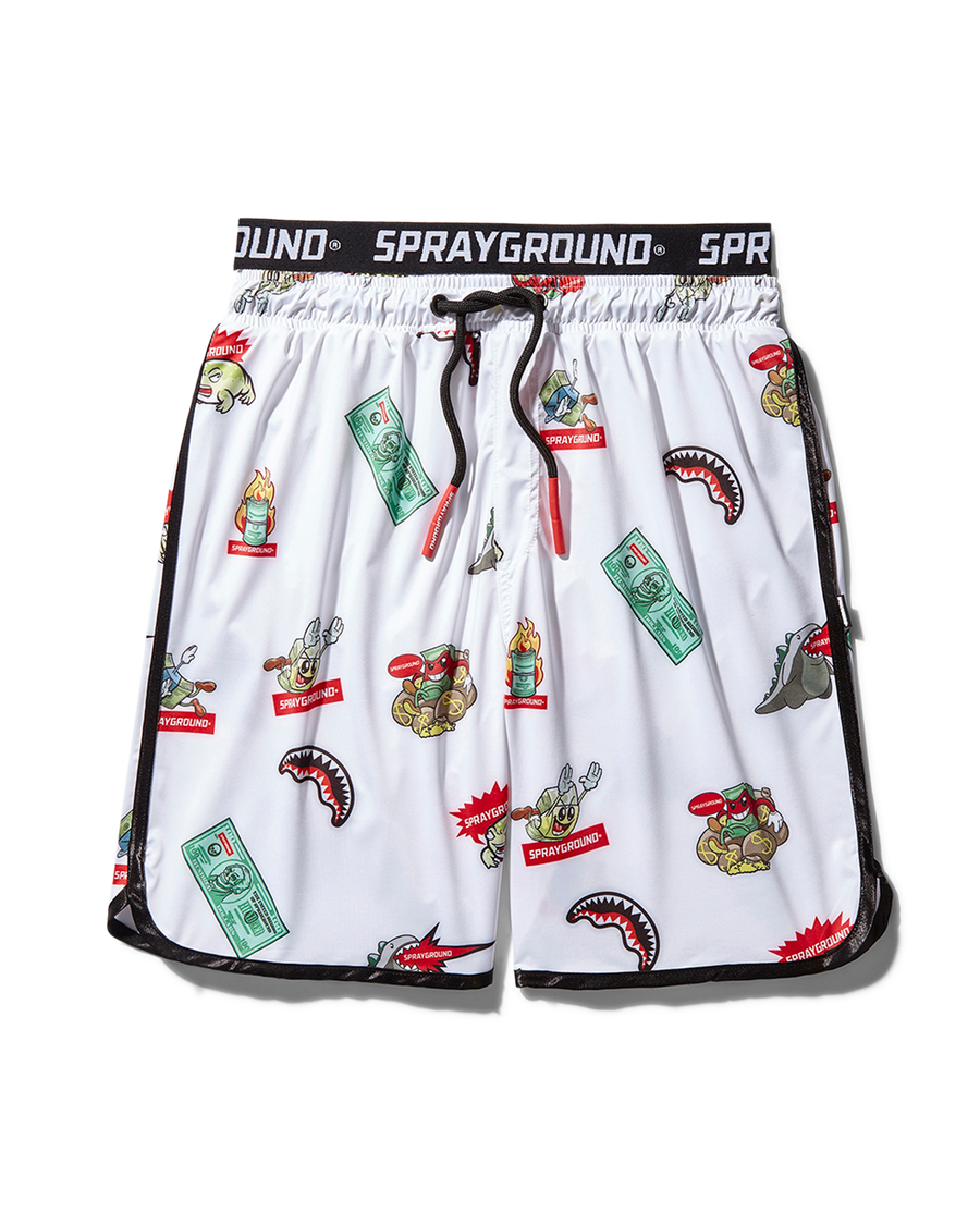 SPRAYGROUND® SWIM PATCH ALL-IN CORTO SWIM TRUNKS (WHITE)