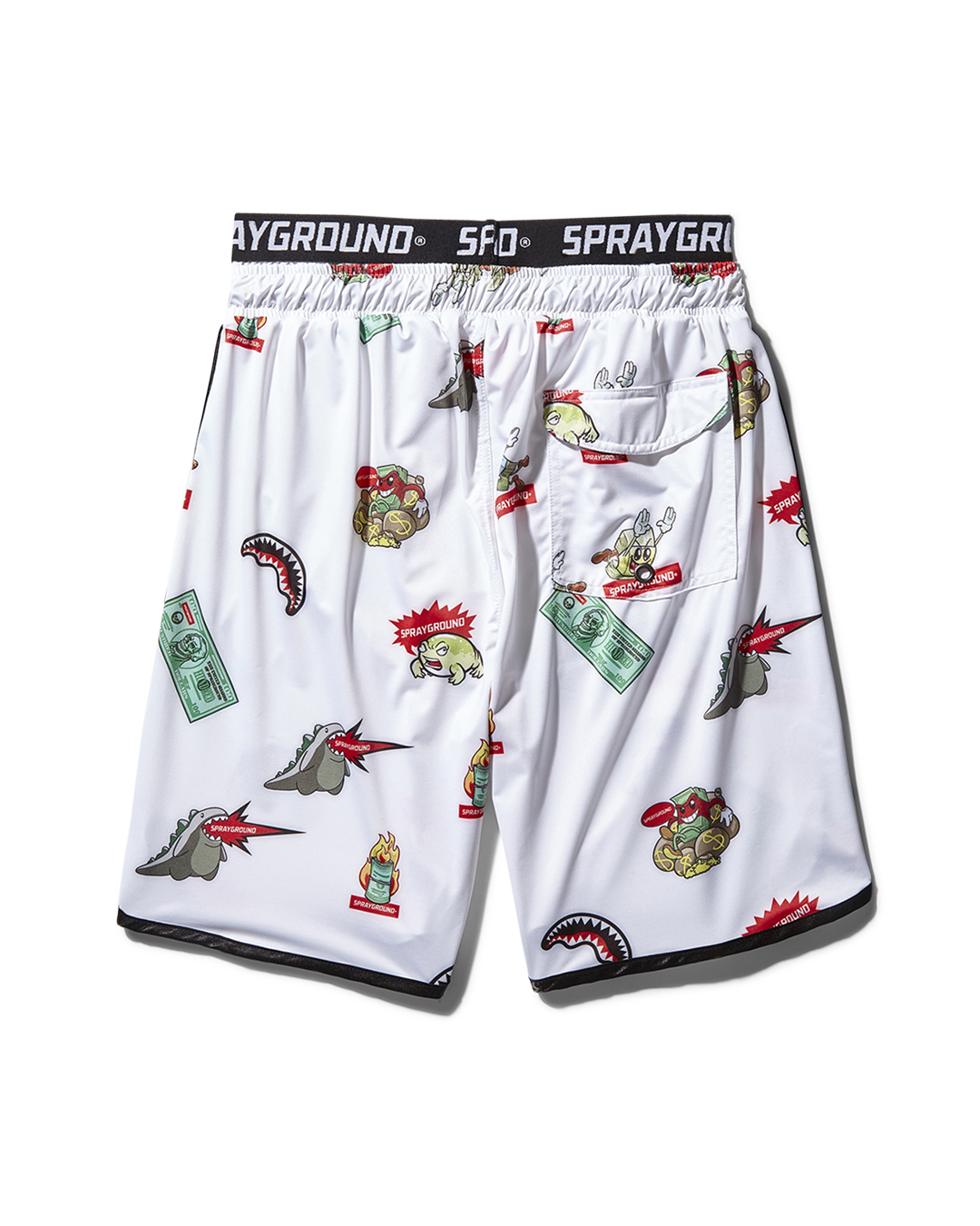 SPRAYGROUND® SWIM PATCH ALL-IN CORTO SWIM TRUNKS (WHITE)