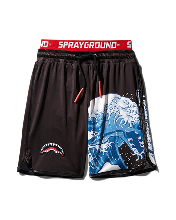 SPRAYGROUND® SWIM KIDS JAPAN WAVE SWIM TRUNKS (BLACK)