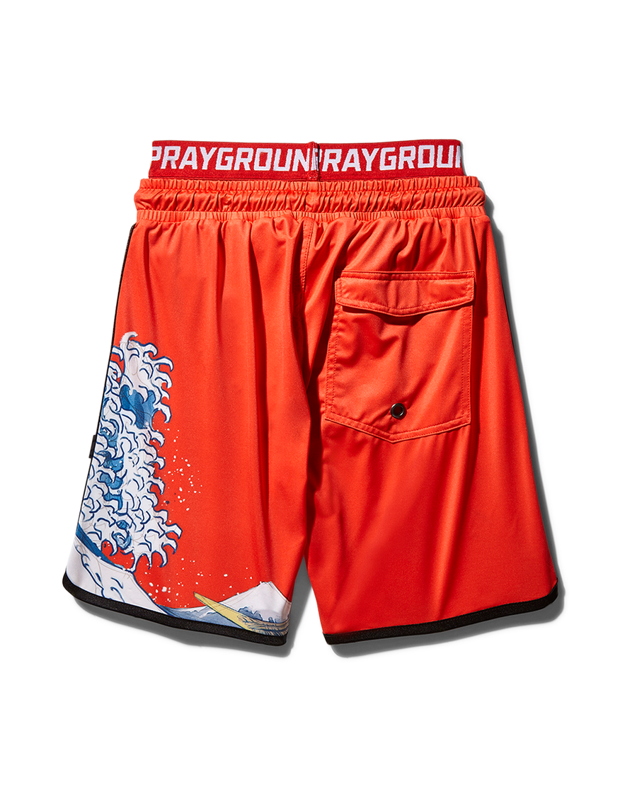 SPRAYGROUND® SWIM KIDS JAPAN WAVE SWIM TRUNKS (RED)