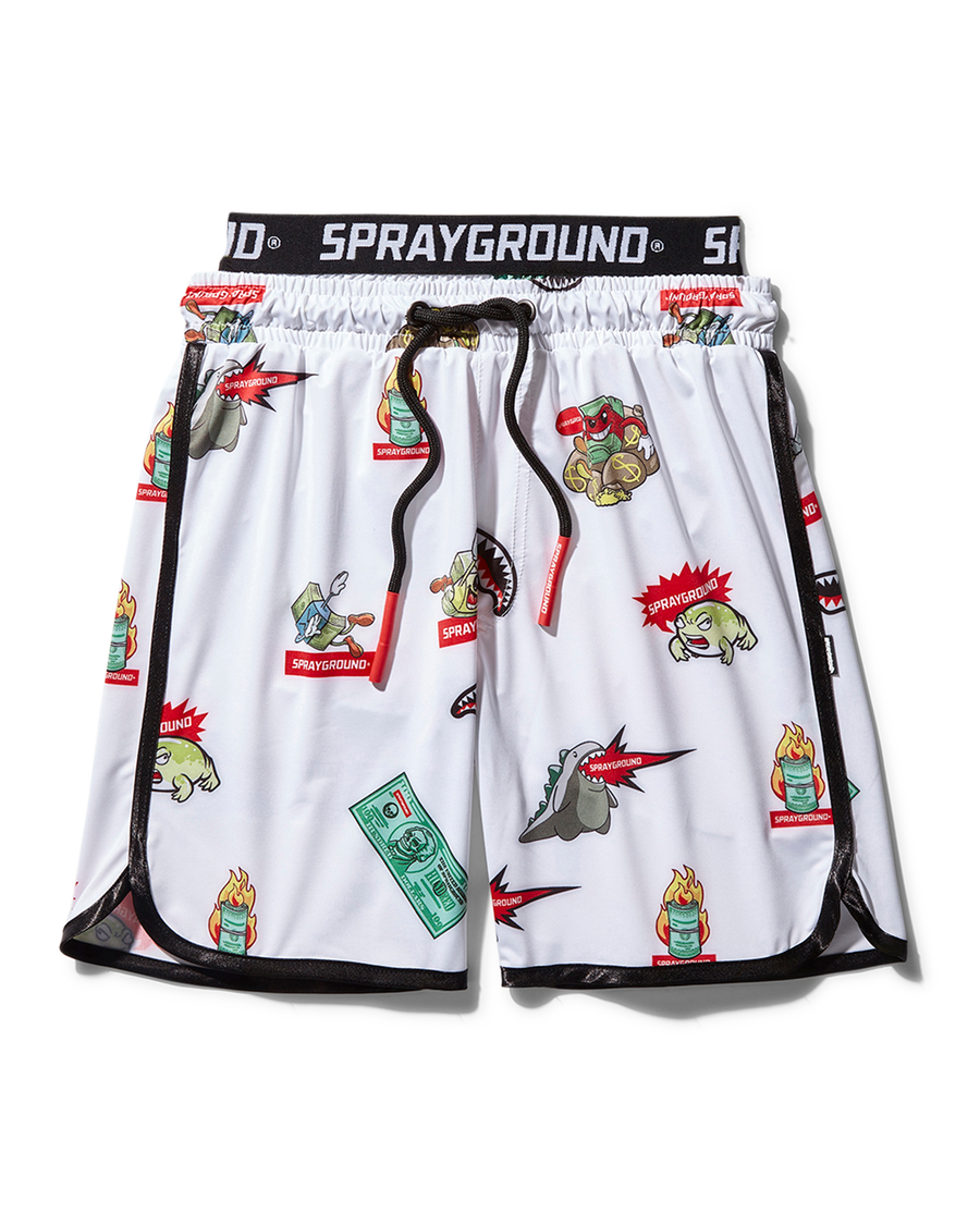 SPRAYGROUND® SWIM KIDS PATCH ALL-IN SWIM TRUNKS (WHITE)