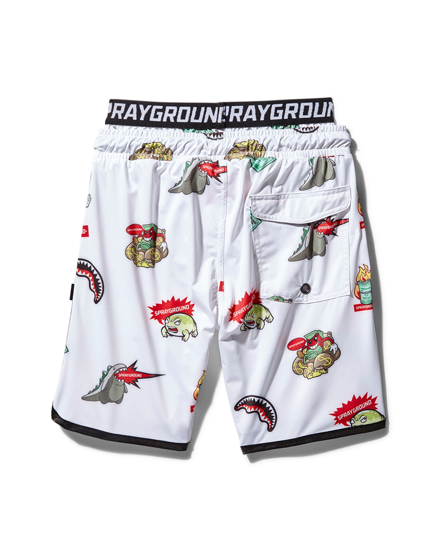 SPRAYGROUND® SWIM KIDS PATCH ALL-IN SWIM TRUNKS (WHITE)