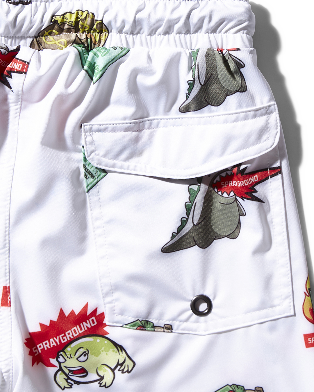 SPRAYGROUND® SWIM KIDS PATCH ALL-IN SWIM TRUNKS (WHITE)