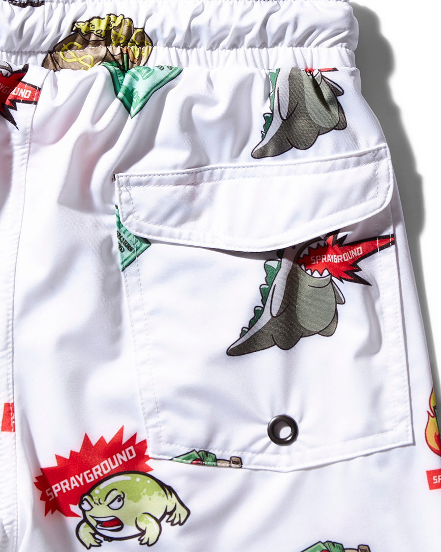 SPRAYGROUND® SWIM KIDS PATCH ALL-IN SWIM TRUNKS (WHITE)