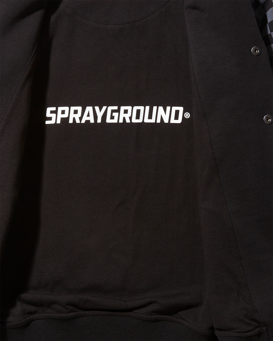 SPRAYGROUND® APPAREL YOUTH CHECKERED GREY VARSITY JACKET