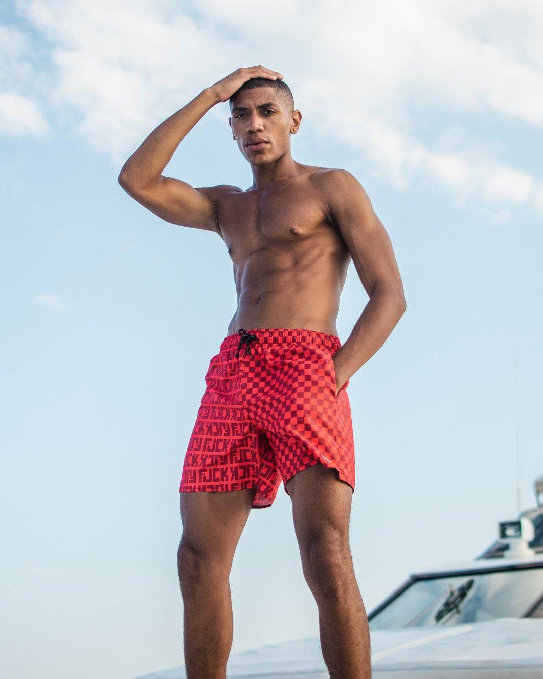 SPRAYGROUND® SWIM VENI VIDI VICI SHOTO SWIM TRUNKS