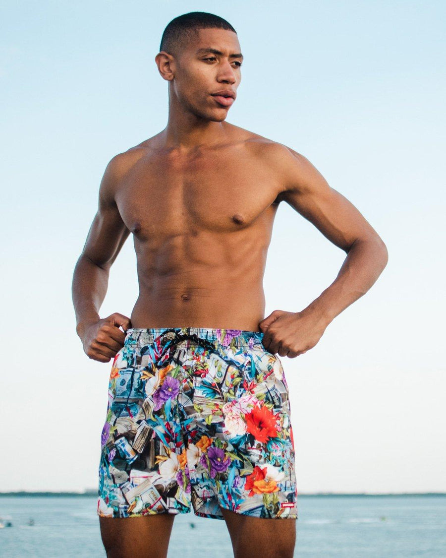 SPRAYGROUND® SWIM FLORAL MONEY SHOTO SWIM TRUNKS