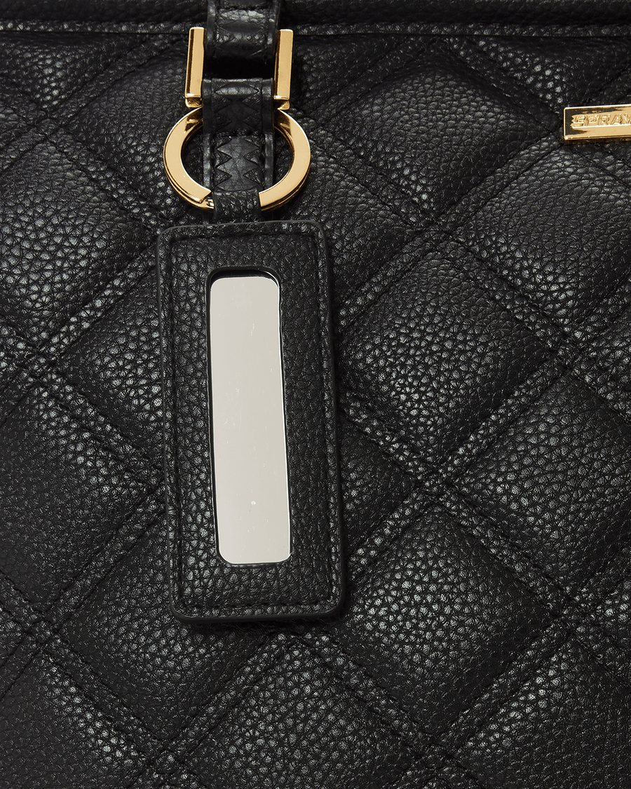 SPRAYGROUND® TOTE NOIR QUILT GOLD CHAIN SHARK TOTE
