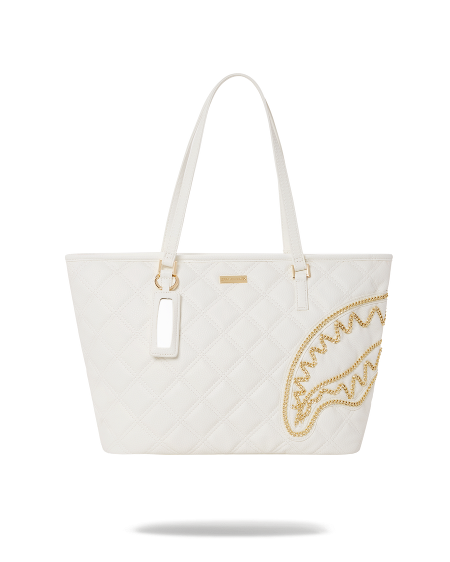 SPRAYGROUND® TOTE RIVIERA LE BLANC GOLD CHAIN SHARK TOTE