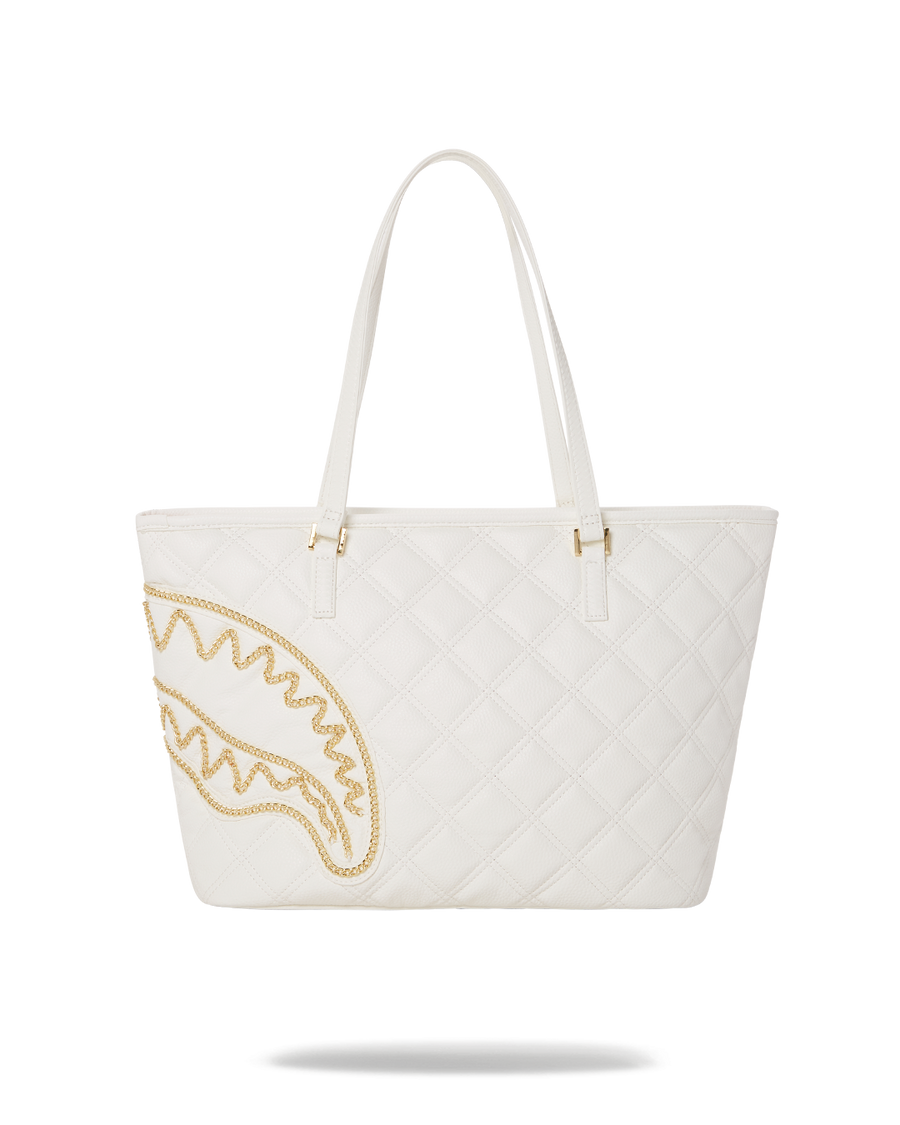 SPRAYGROUND® TOTE RIVIERA LE BLANC GOLD CHAIN SHARK TOTE