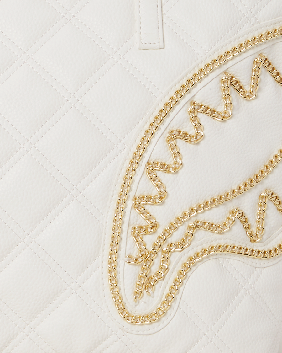 SPRAYGROUND® TOTE RIVIERA LE BLANC GOLD CHAIN SHARK TOTE