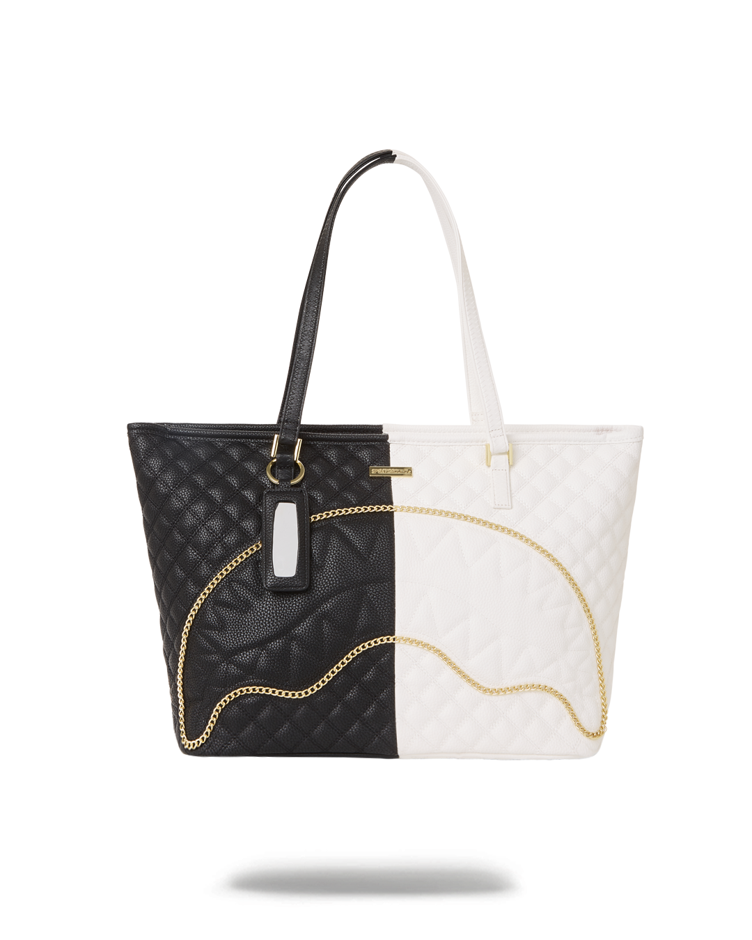SPRAYGROUND® TOTE LEVELED UP SPLIT QUILT SHARK TOTE
