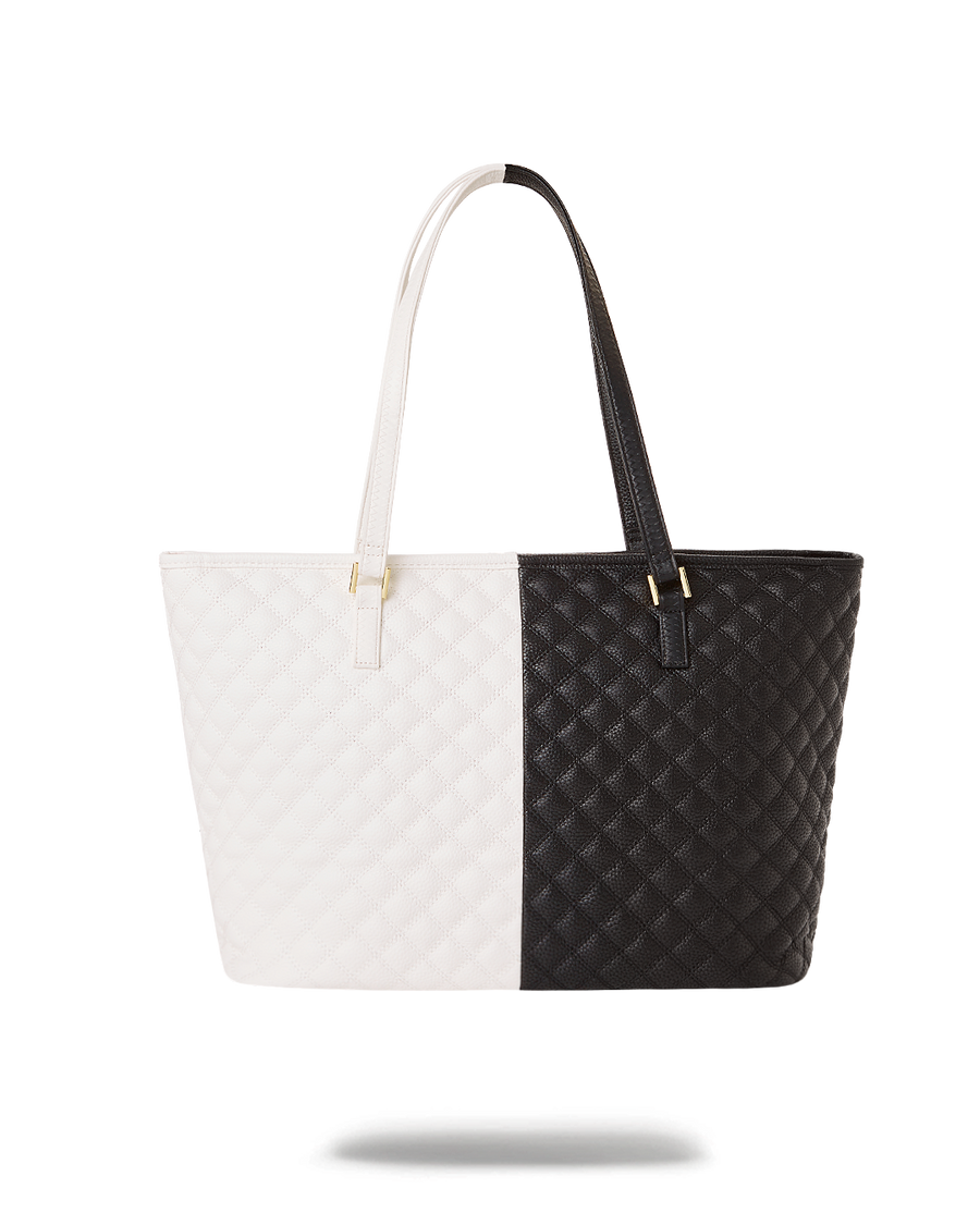 SPRAYGROUND® TOTE LEVELED UP SPLIT QUILT SHARK TOTE