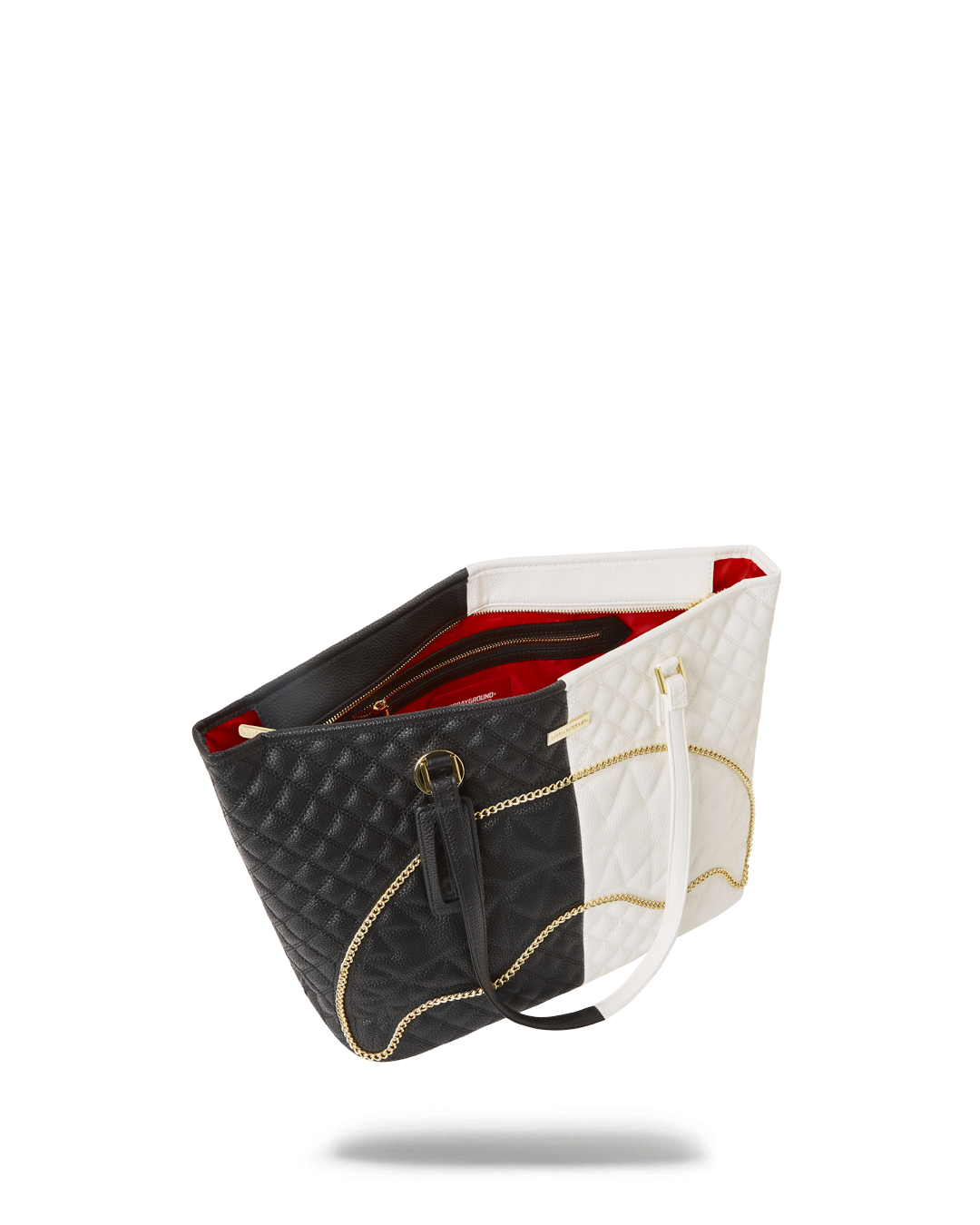 SPRAYGROUND® TOTE LEVELED UP SPLIT QUILT SHARK TOTE