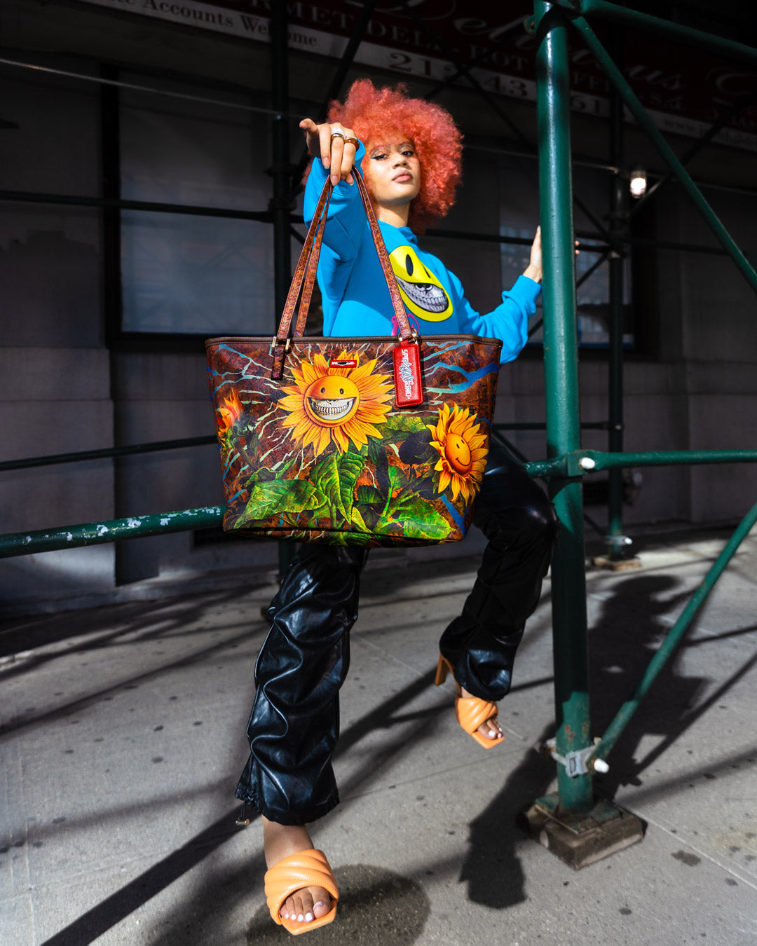 SPRAYGROUND® TOTE SUNFLOWER GRIN RON ENGLISH COLLAB TOTE