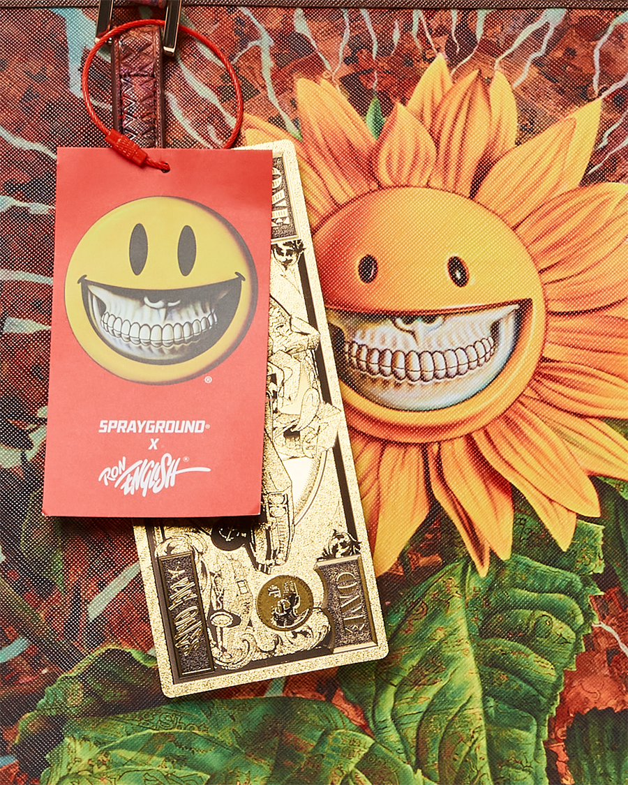 SPRAYGROUND® TOTE SUNFLOWER GRIN RON ENGLISH COLLAB TOTE