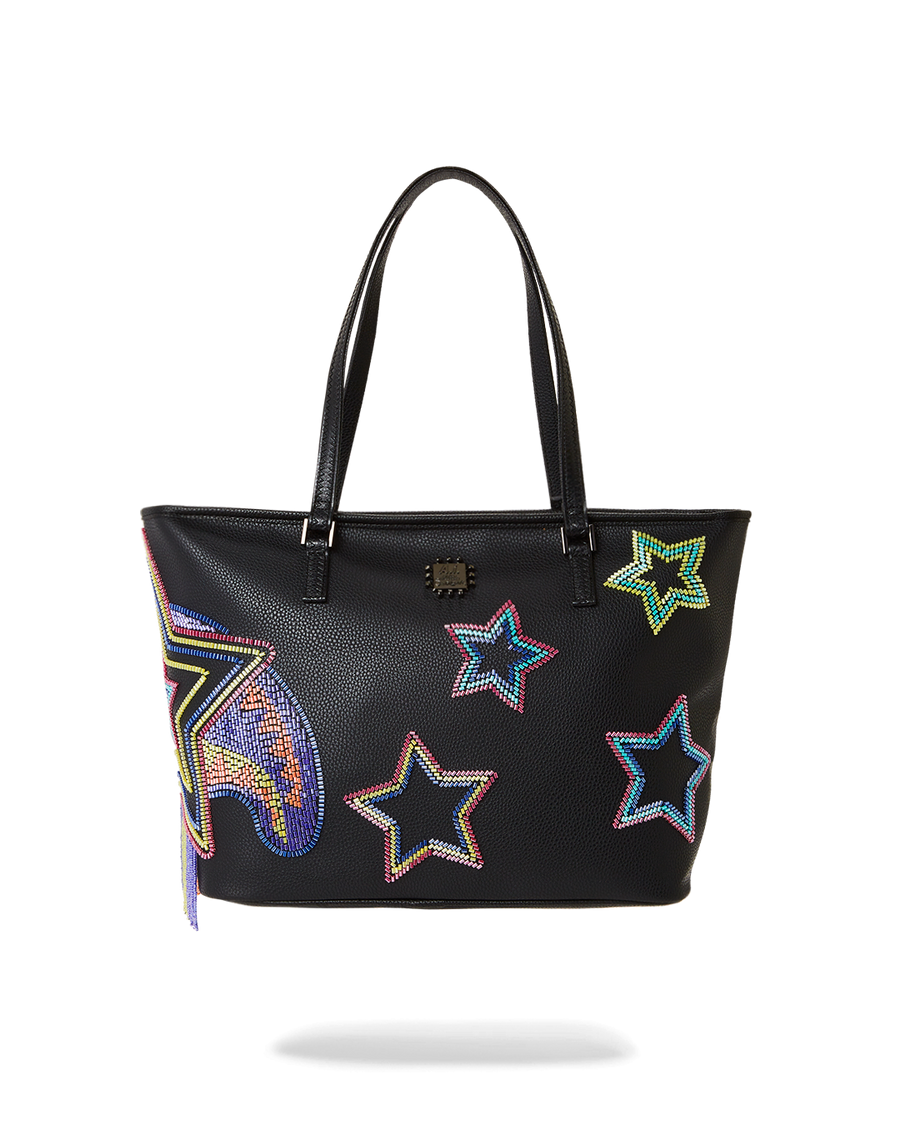 SPRAYGROUND® TOTE STAR RACER A.I.7 SANDFLOWER COLLAB BEADED TOTE