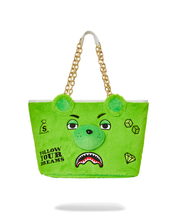 SPRAYGROUND® TOTE PLUSH MONEYBEAR TOTE (GREEN)