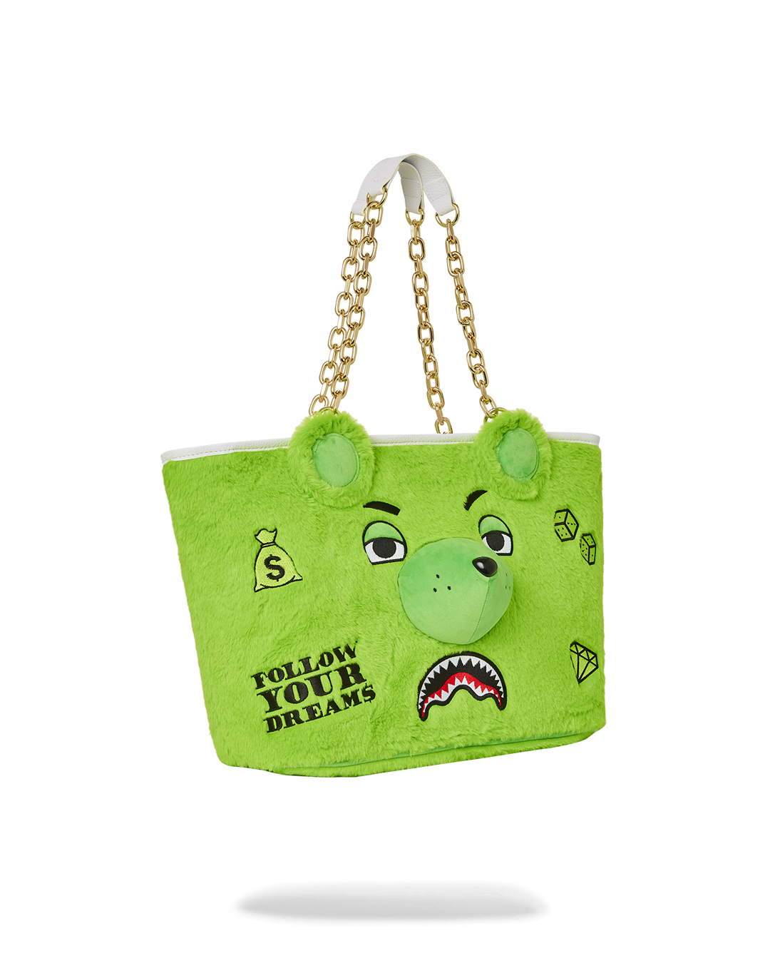 SPRAYGROUND® TOTE PLUSH MONEYBEAR TOTE (GREEN)