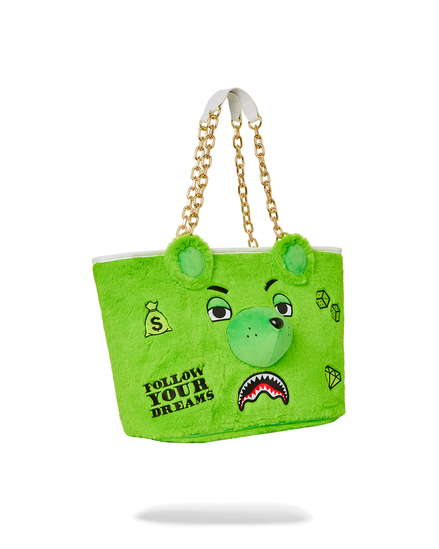 SPRAYGROUND® TOTE PLUSH MONEYBEAR TOTE (GREEN)