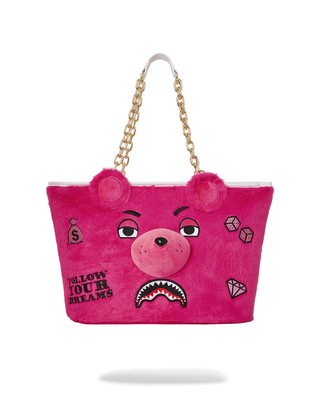 SPRAYGROUND® TOTE PLUSH MONEYBEAR TOTE (PINK)