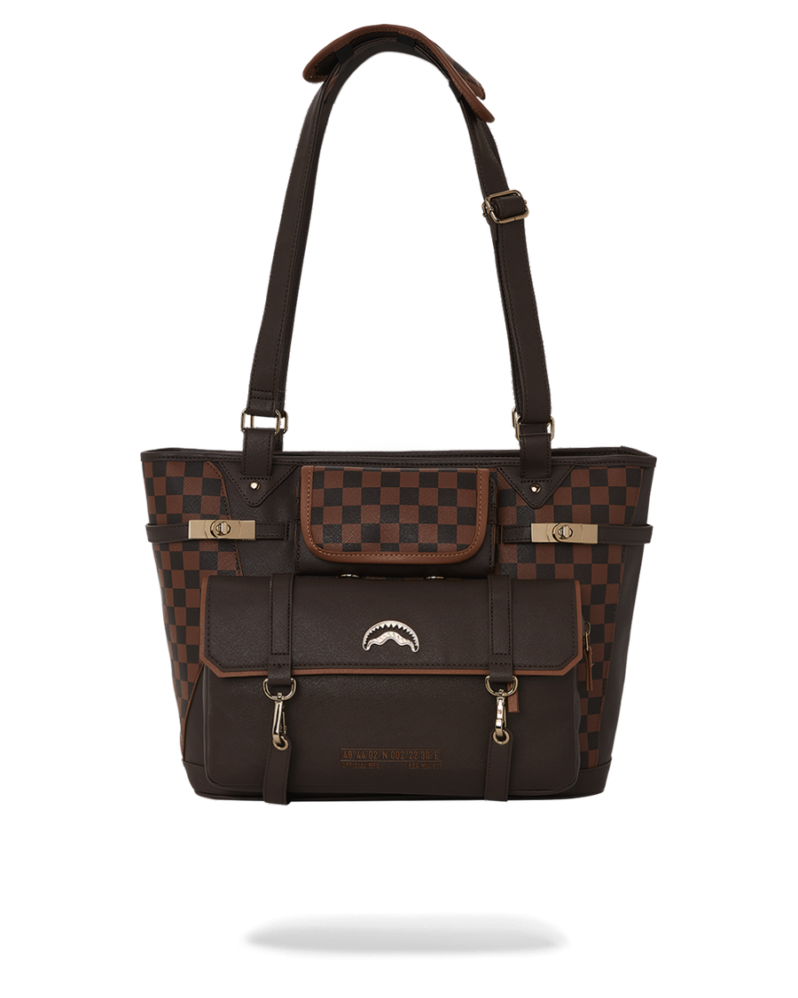 SPRAYGROUND® TOTE SPECIAL OPS BROWN CHECKERED TOTE