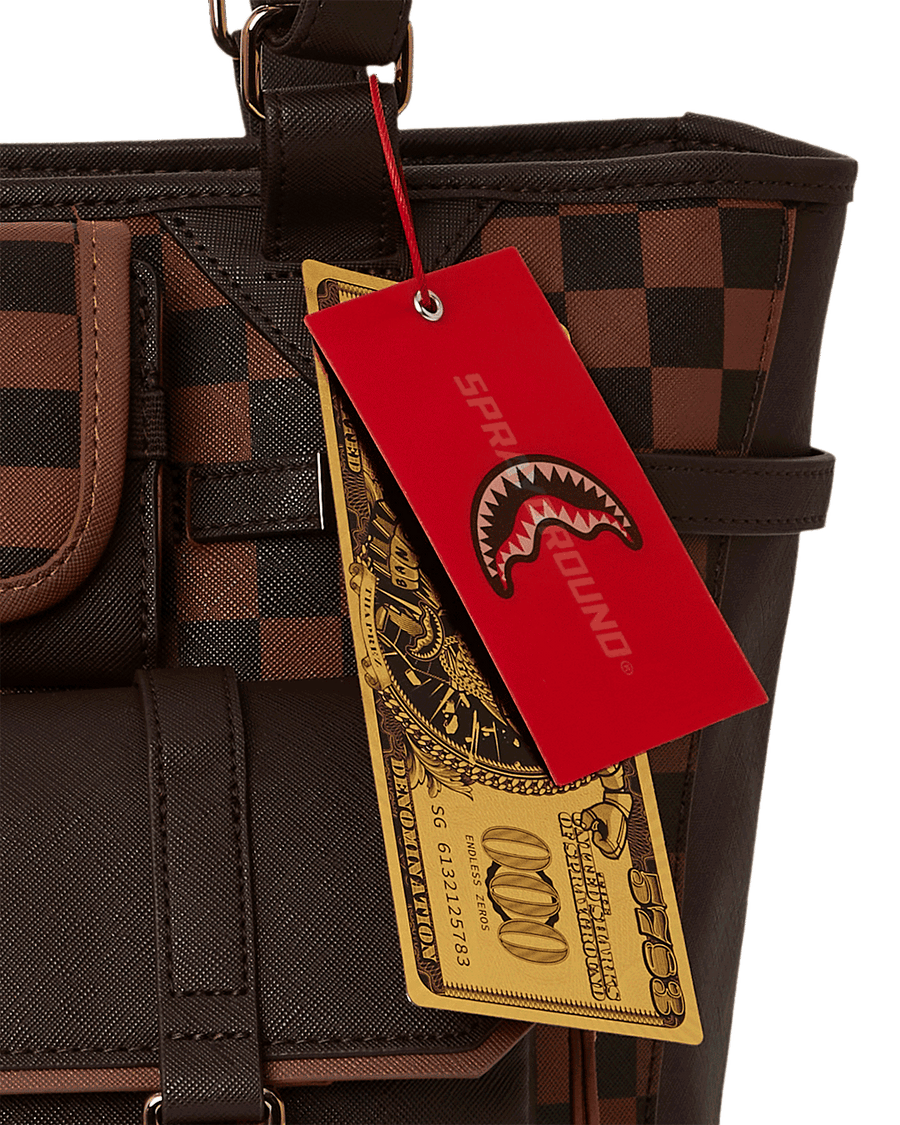 SPRAYGROUND® TOTE SPECIAL OPS BROWN CHECKERED TOTE