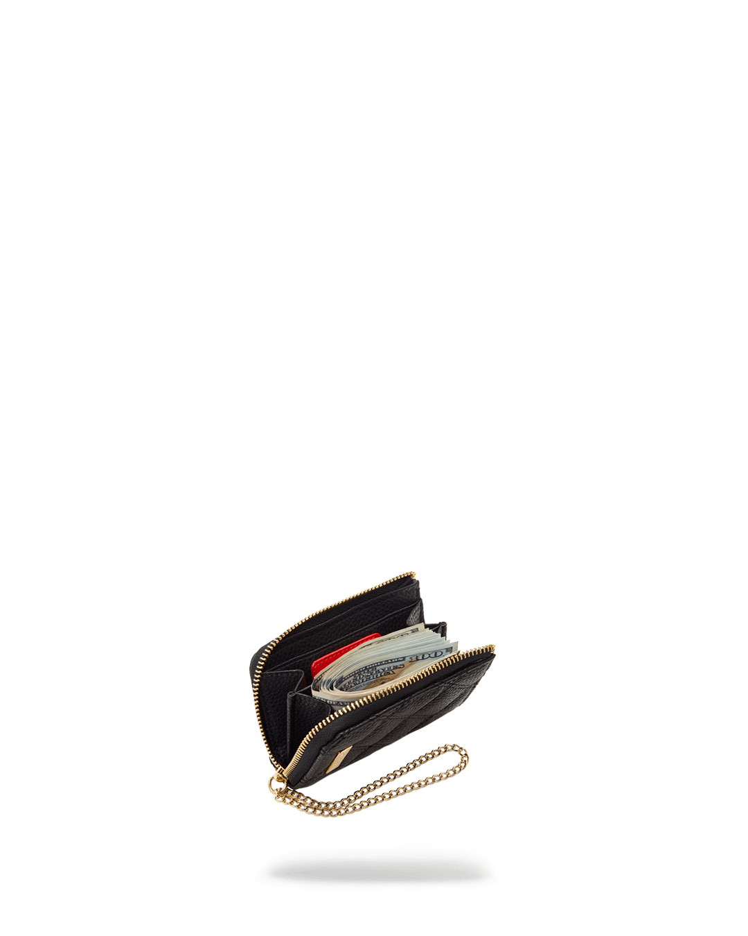 SPRAYGROUND® WALLET NOIR QUILT GOLD CHAIN SHARK WALLET