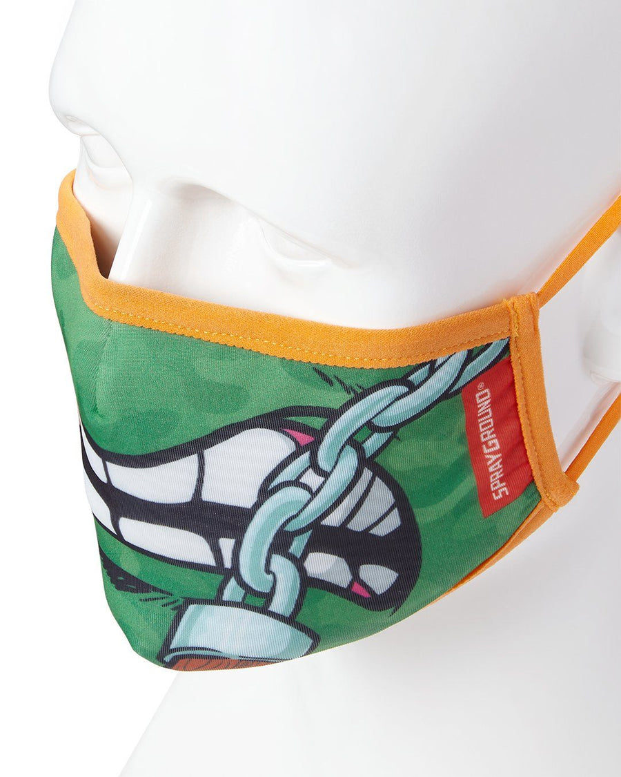 SPRAYGROUND® FASHION MASK ADULT TMNT: MICHELANGELO SHARK FORM FITTING FACE-COVERING