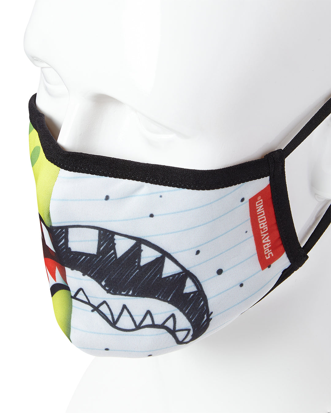 SPRAYGROUND® FASHION MASK ADULT DOODLEBOB SPLIT SHARK FORM FITTING FACE-COVERING