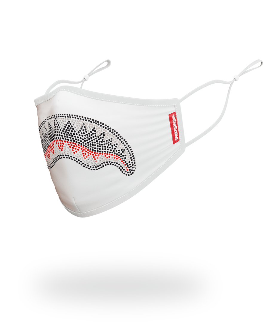 SPRAYGROUND® FASHION MASK TRINITY DIAMOND SHARK (WHT) POLYESTER FACE MASK