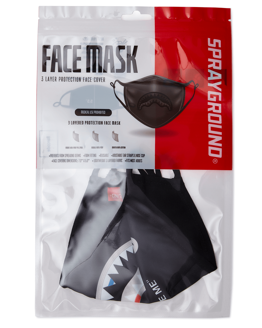 SPRAYGROUND® FASHION MASK BITE ME SHARK (BLK) POLYESTER FACE MASK