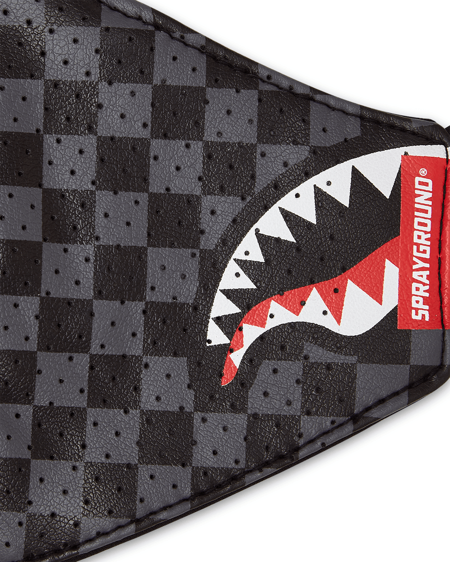 SPRAYGROUND® FASHION MASK SHARKS IN PARIS (GRAY) VEGAN LEATHER FACE MASK