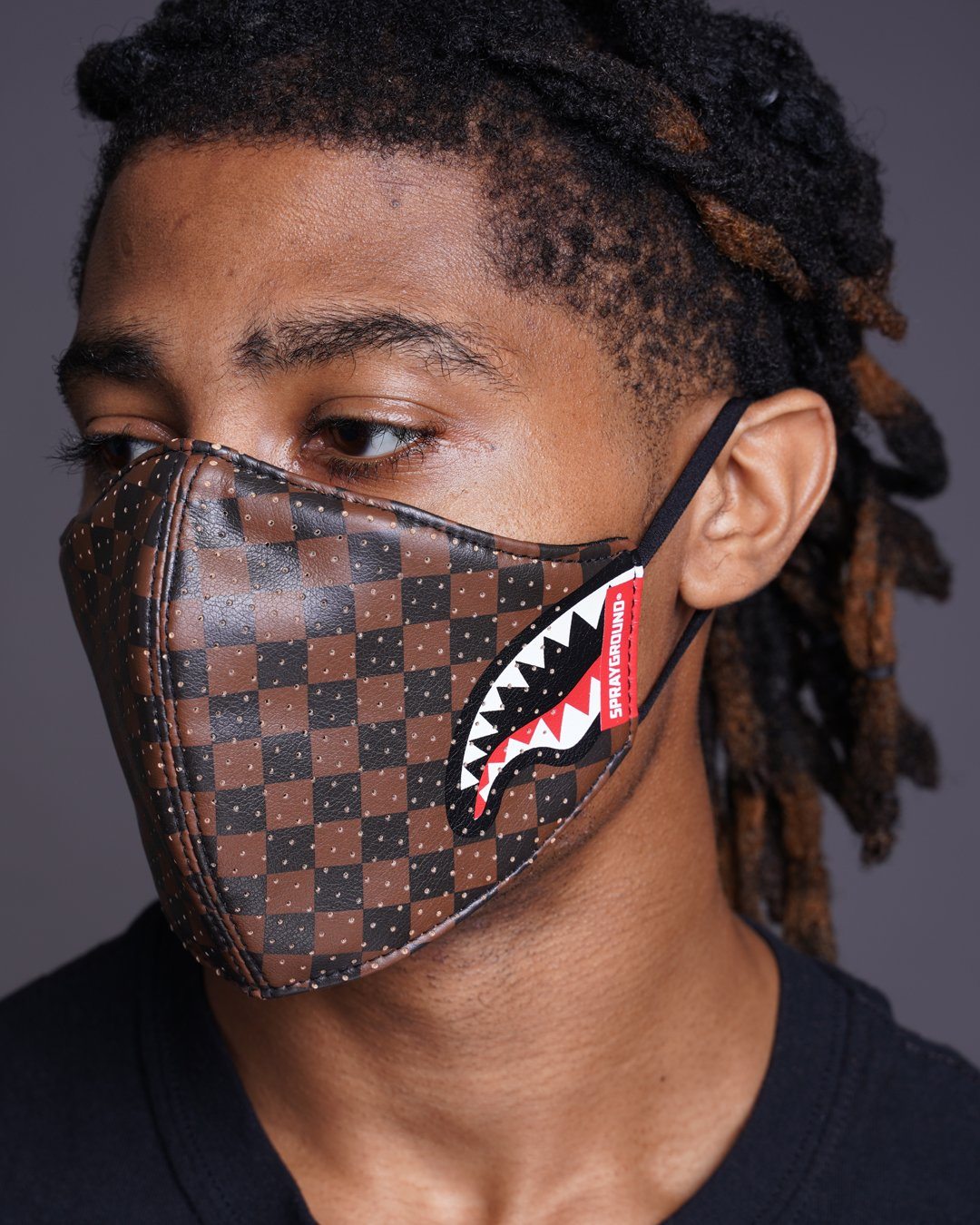 SPRAYGROUND® FASHION MASK SHARKS IN PARIS VEGAN LEATHER FACE MASK