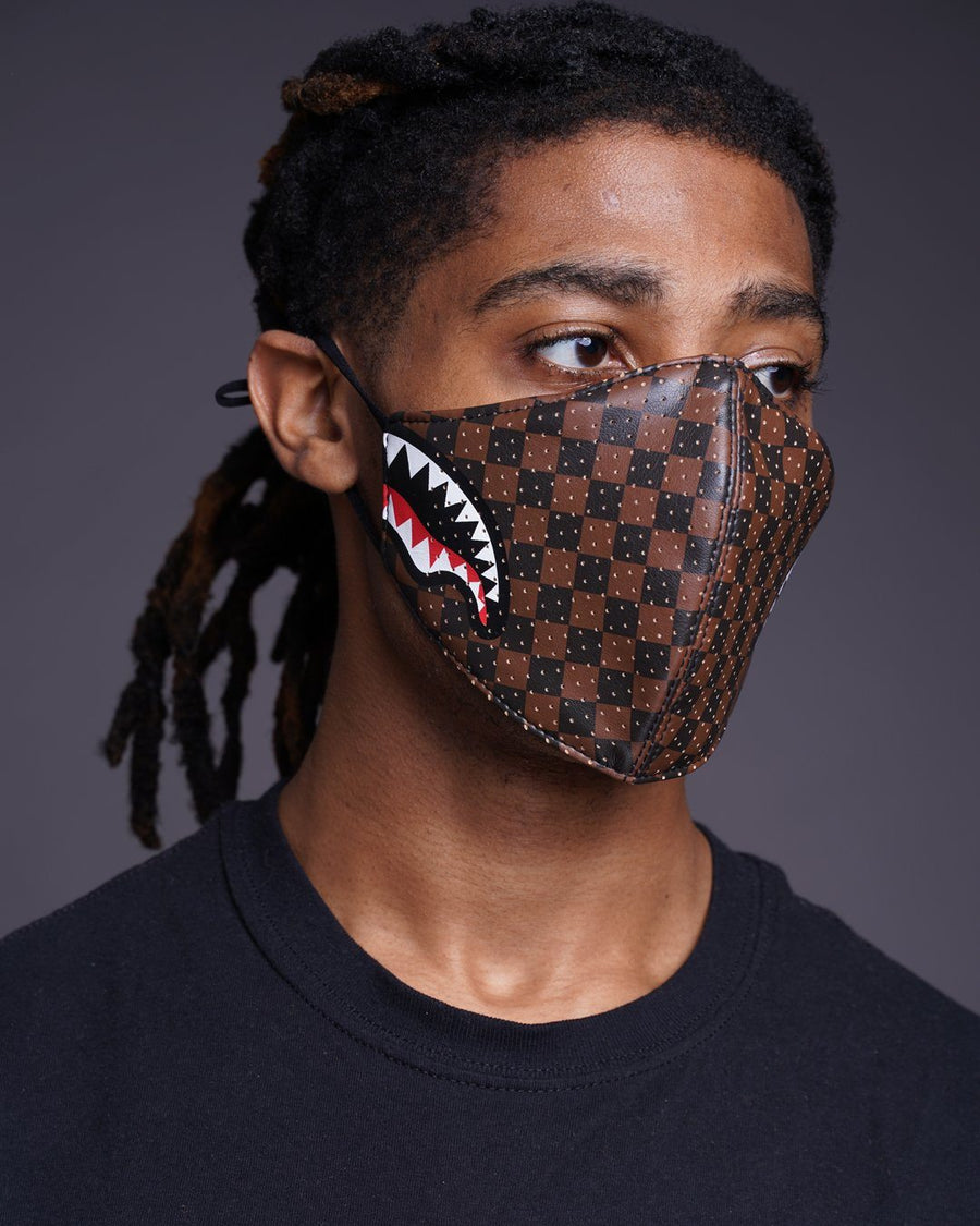 SPRAYGROUND® FASHION MASK SHARKS IN PARIS VEGAN LEATHER FACE MASK