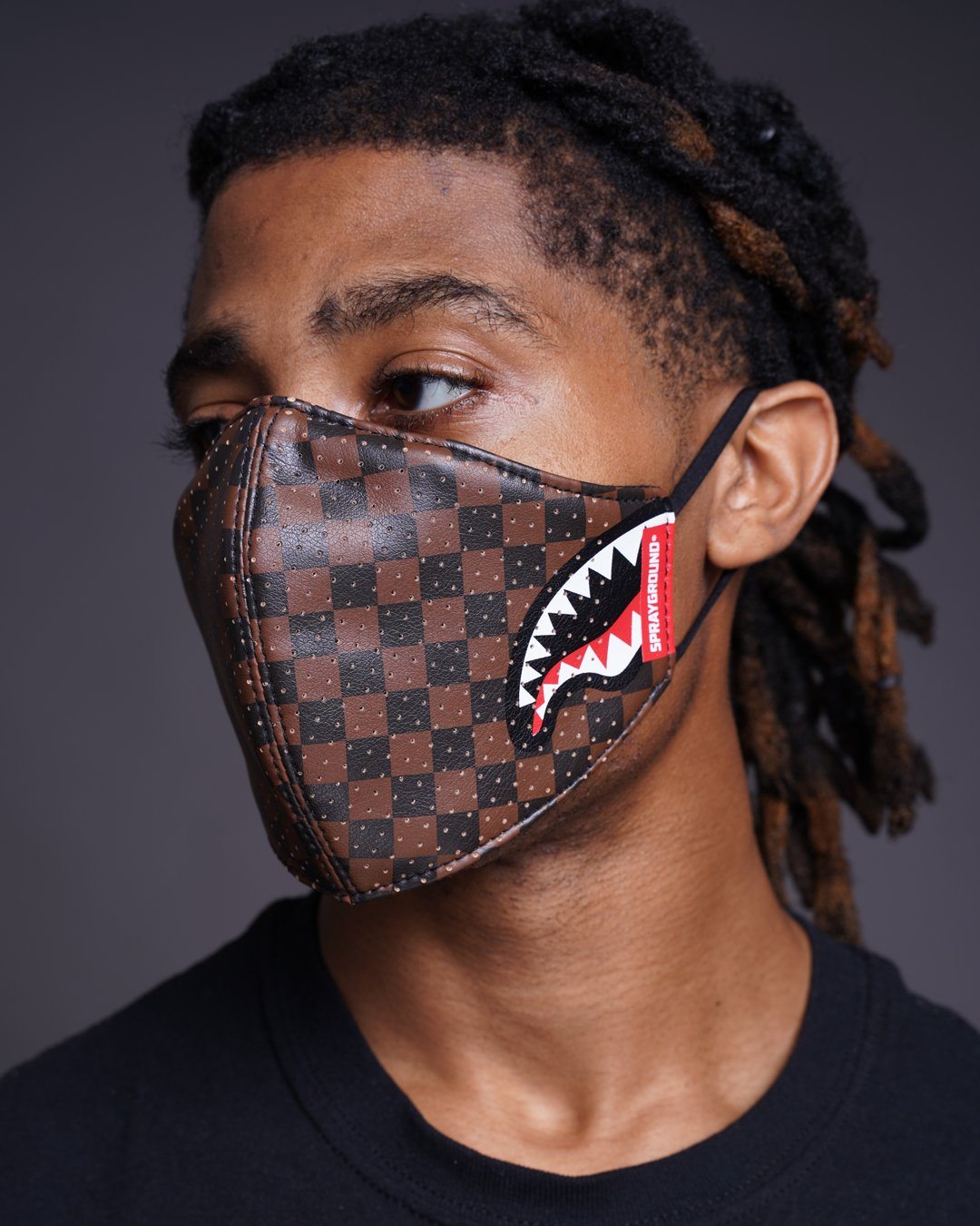 SPRAYGROUND® FASHION MASK SHARKS IN PARIS VEGAN LEATHER FACE MASK