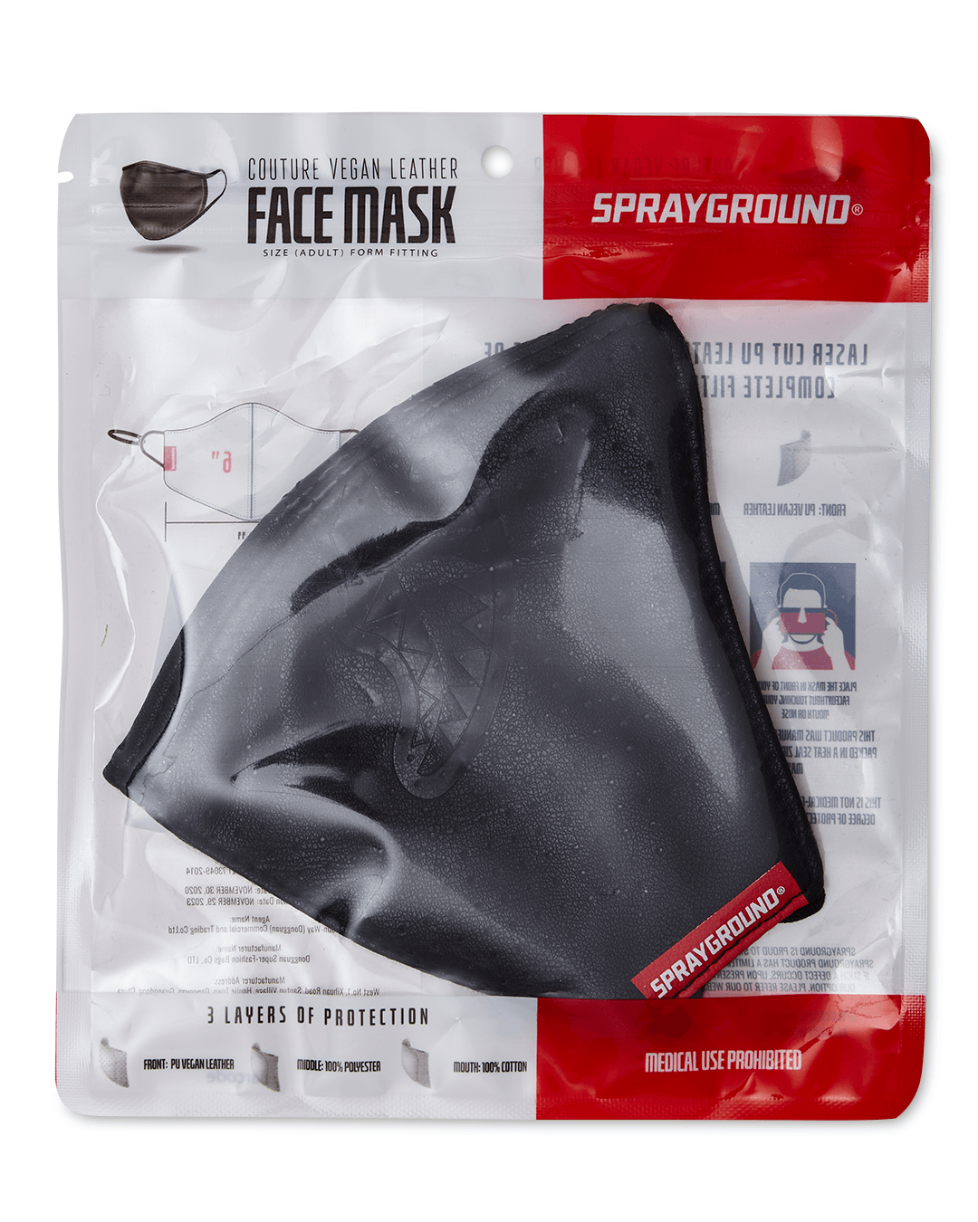 SPRAYGROUND® FASHION MASK MIDNIGHT SHARK VEGAN LEATHER FACEMASK