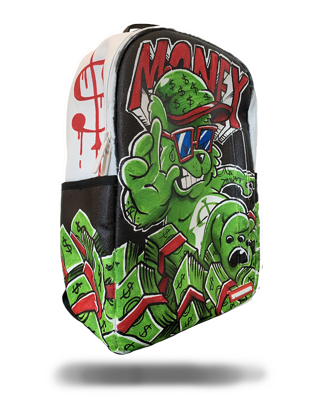 THE SPRAYGROUND DIY WHITE BACKPACK VEGAN LEATHER INNER MONEY LINING SPRAYGROUND