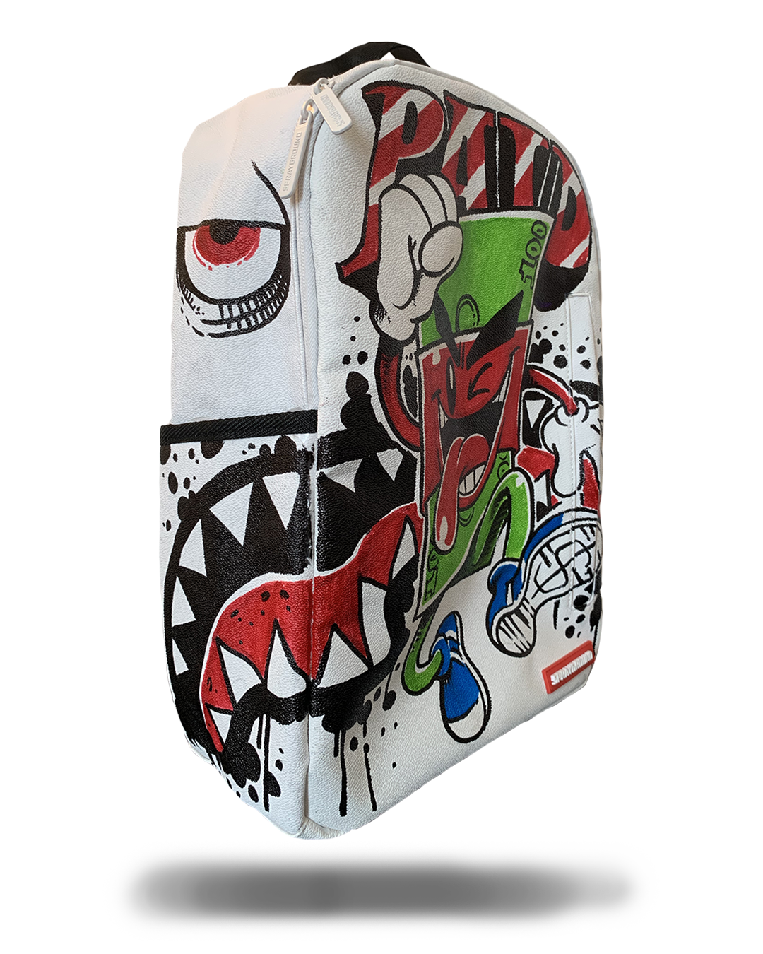 THE SPRAYGROUND DIY WHITE BACKPACK VEGAN LEATHER INNER MONEY LINING SPRAYGROUND